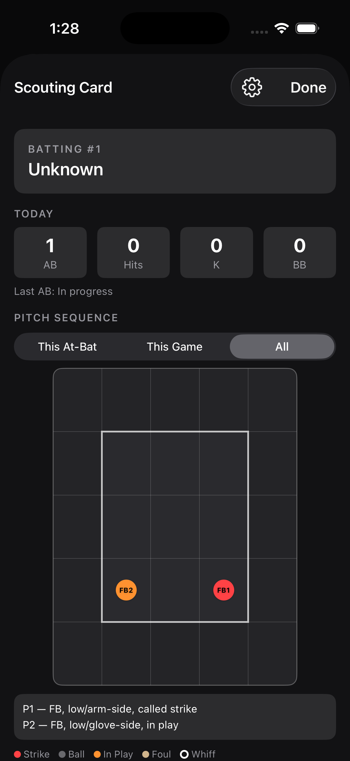 Scouting report screen in DiamondKing